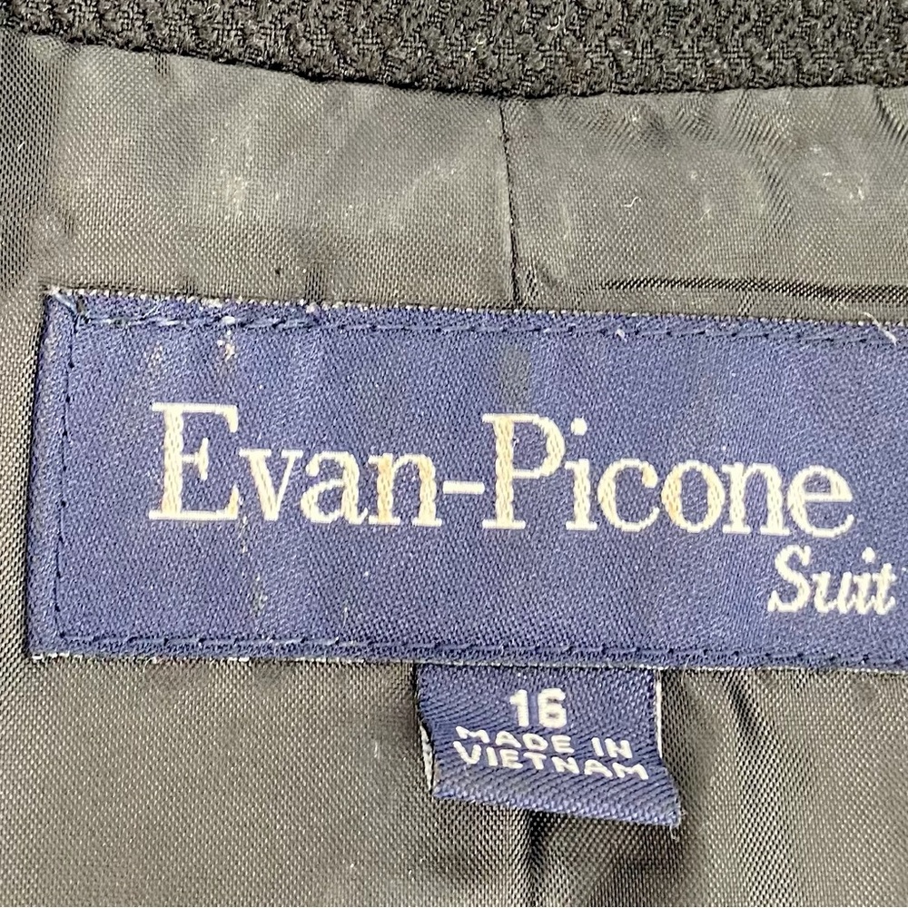 Evan-Picone Blazer Suit Jacket 16 Womens Black Waffle Texture 3 Button Career - Picture 3 of 12